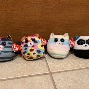New Ty Squish-A-Boos (Squishy Beanies) Plushies - Kiki Giselle Heather Bamboo